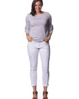 Dove Stretch Cotton Peplum 3/4 Sleeve Top Corfu Easy Living