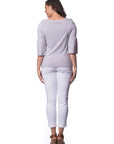 Dove Stretch Cotton Peplum 3/4 Sleeve Top Corfu Easy Living