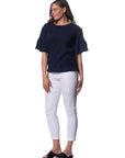 Indigo Crinkle Peplum Top Corfu Easy Living