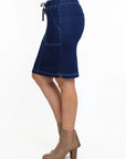 Indigo Night Stretch Denim Skirt with Pockets Corfu Jeans
