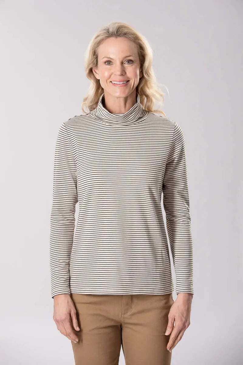 Juniper Cotton Dyed Stripe Long Sleeve Turtleneck Corfu Jeans