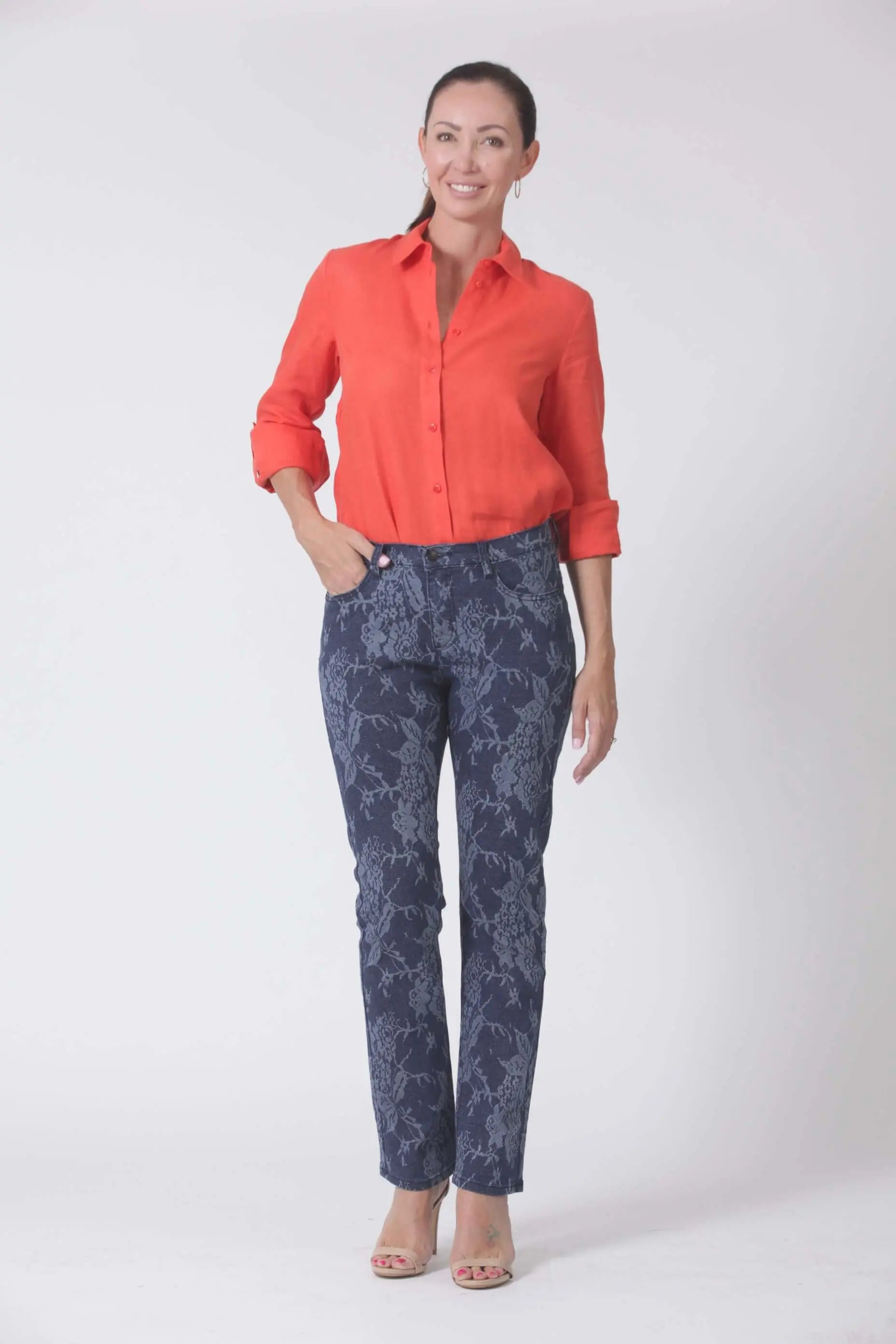 Lace Printed Denim Jeans Corfu Easy Living