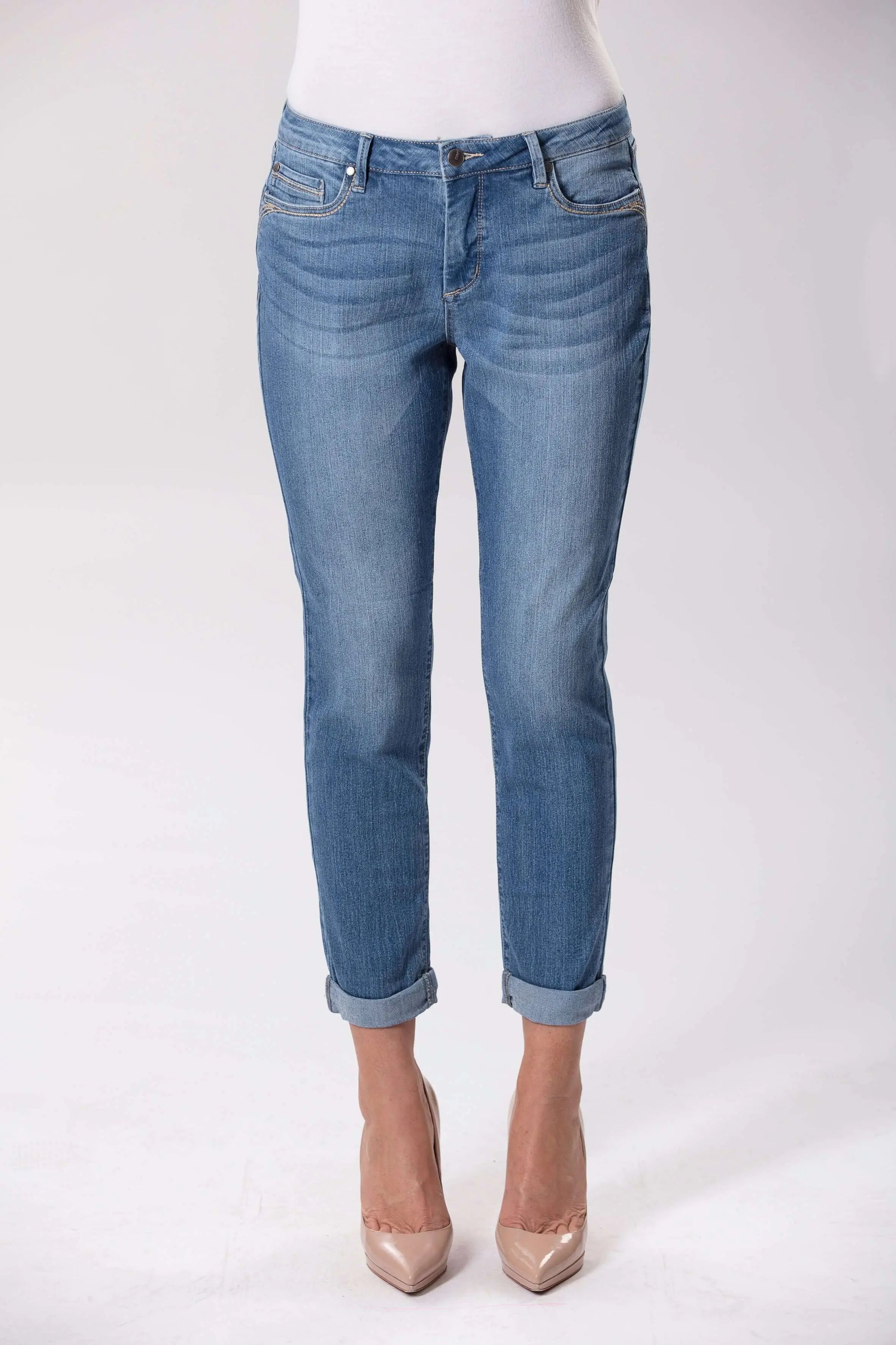 Lagoon Wash "Boyfriend" Stretch Denim Jeans Corfu Easy Living
