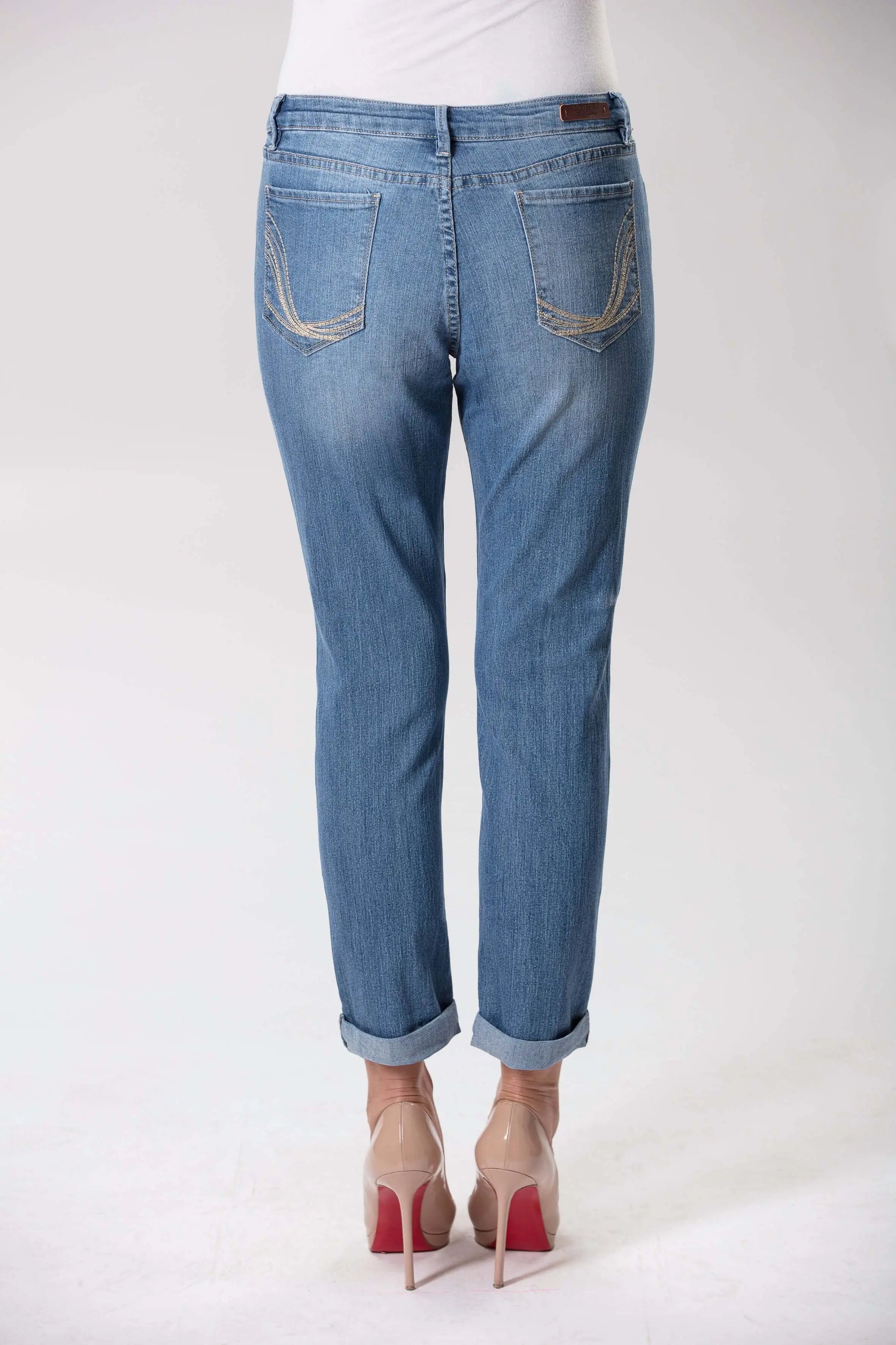 Lagoon Wash "Boyfriend" Stretch Denim Jeans Corfu Easy Living