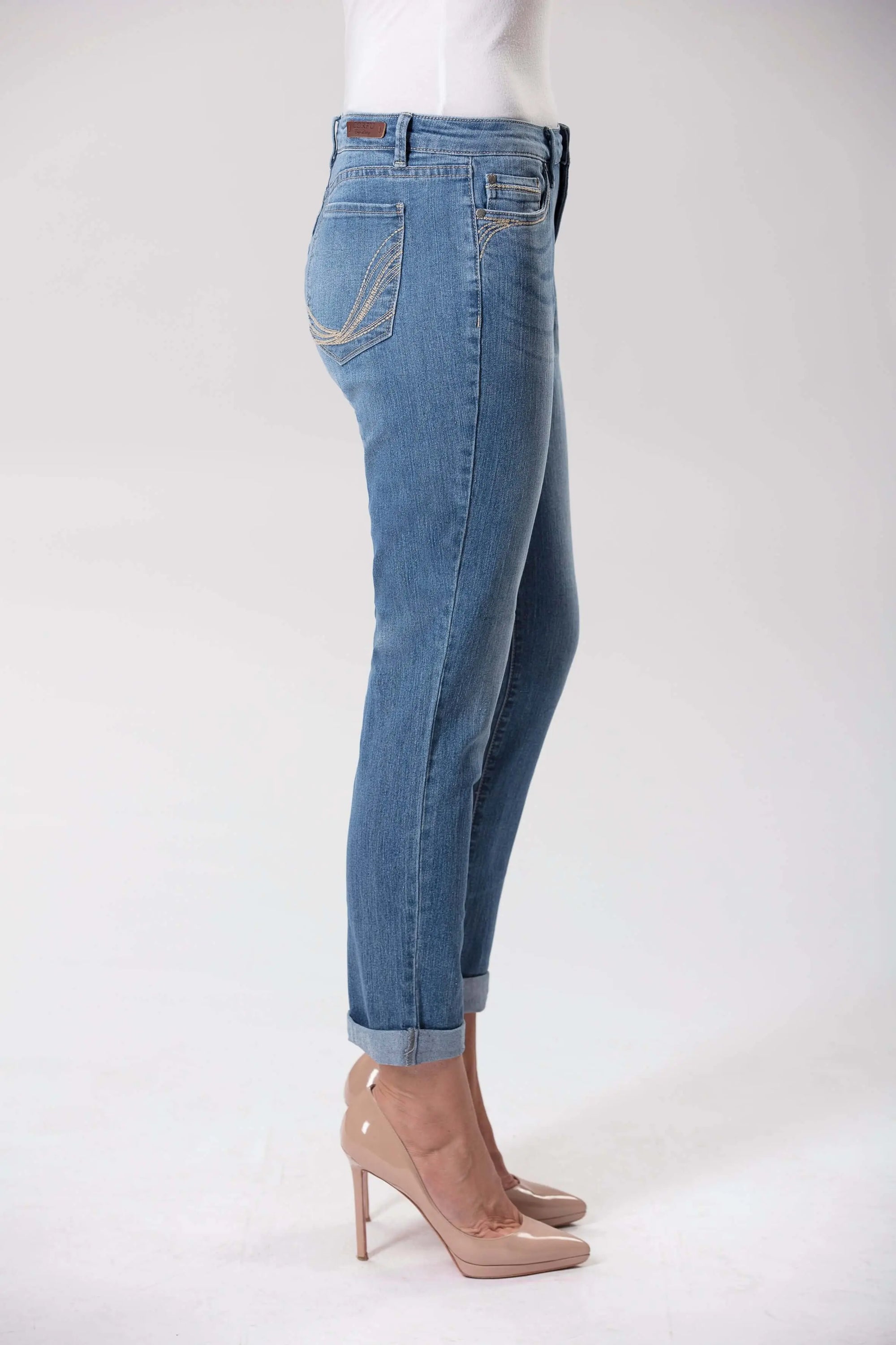 Lagoon Wash "Boyfriend" Stretch Denim Jeans Corfu Easy Living