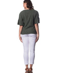 Olive Crinkle Peplum Sleeve Top Corfu Easy Living