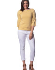 Tuscany Stretch Cotton Peplum 3/4 Sleeve Top Corfu Easy Living