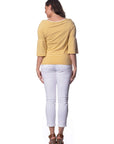 Tuscany Stretch Cotton Peplum 3/4 Sleeve Top Corfu Easy Living