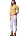 Tuscany Stretch Cotton Peplum 3/4 Sleeve Top Corfu Easy Living