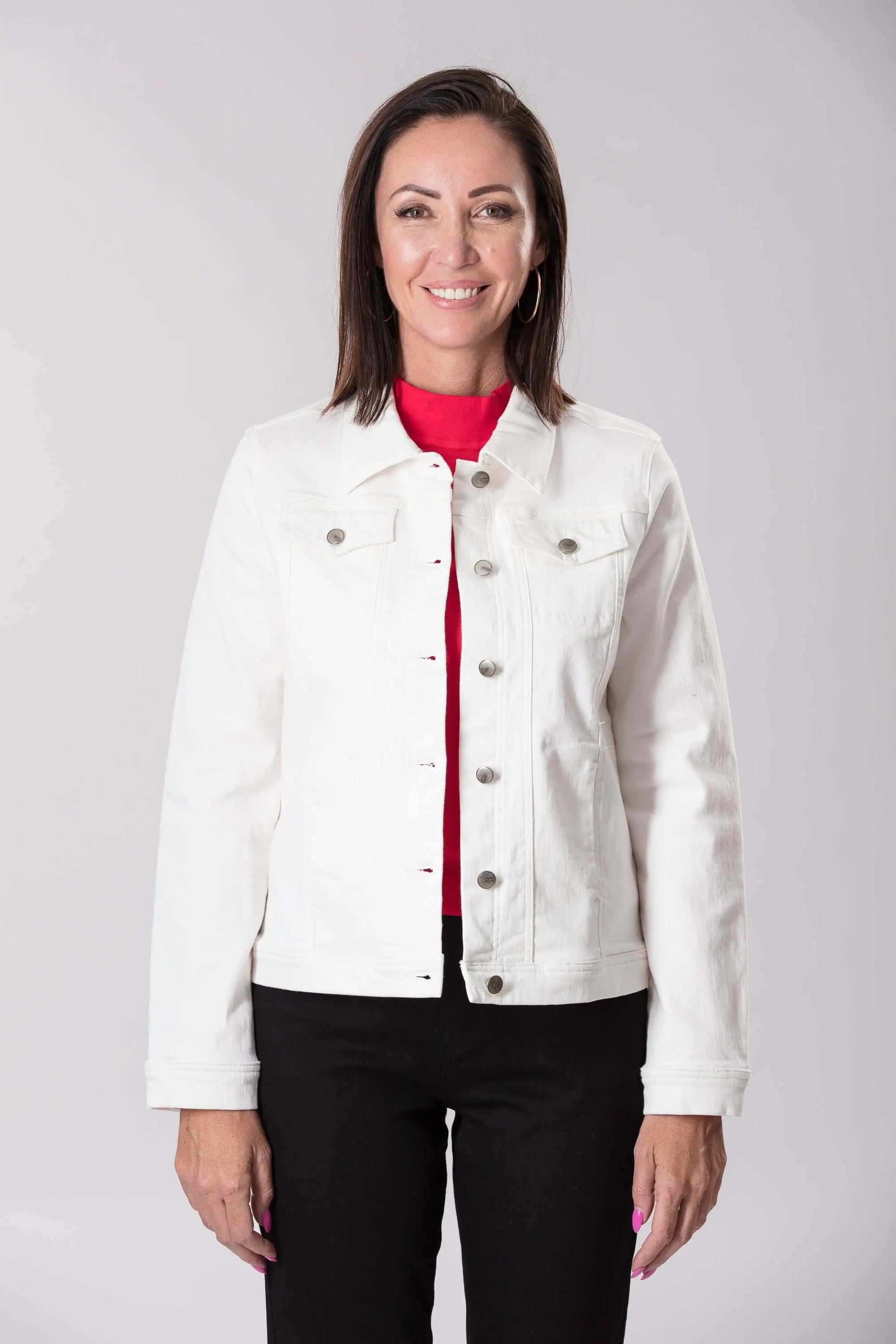 White Stretch Denim Jacket Corfu Easy Living