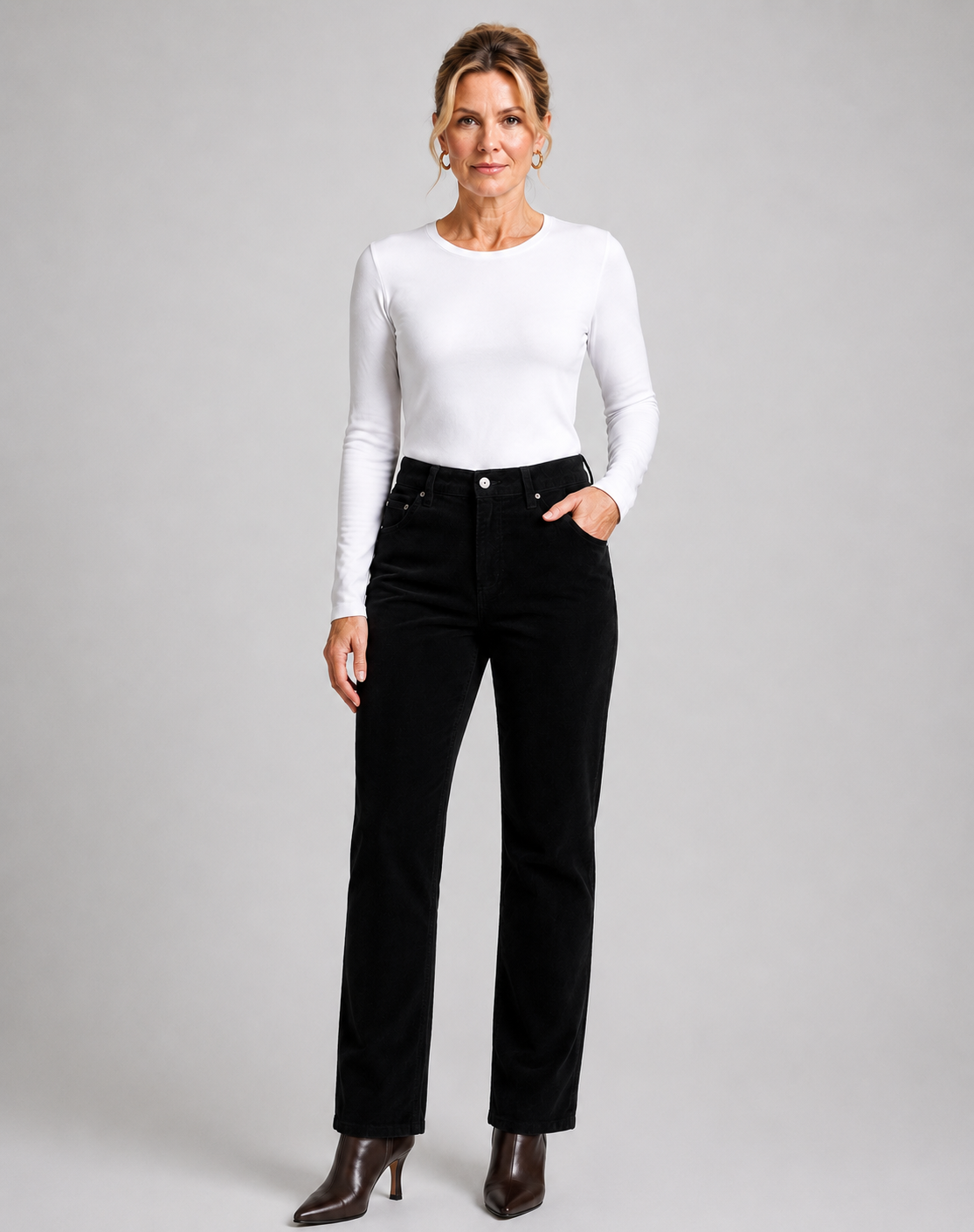 Black 16W Stretch Cord Pants Corfu Jeans