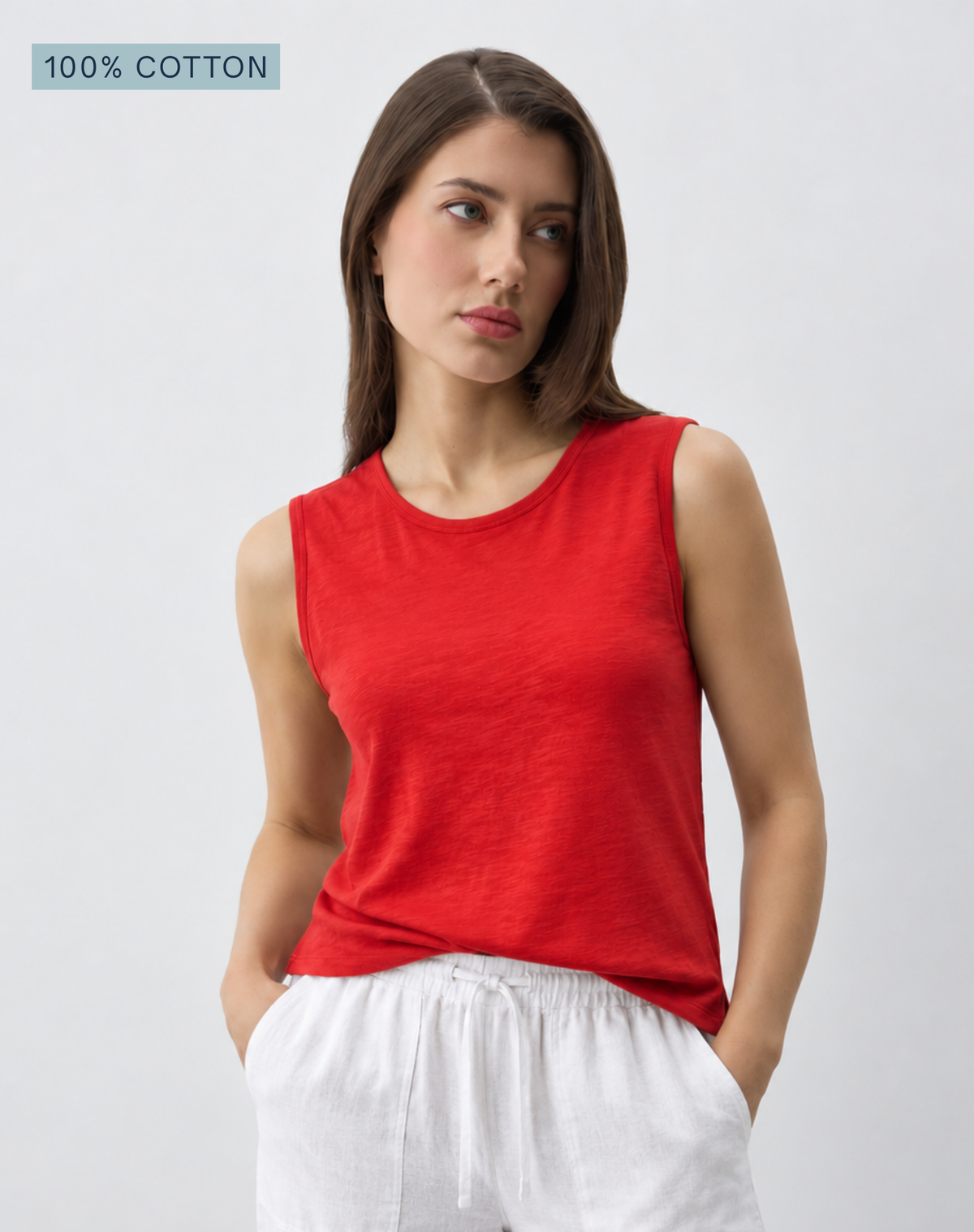 Raspberry 100% Cotton Jersey Knit Tank Corfu Jeans