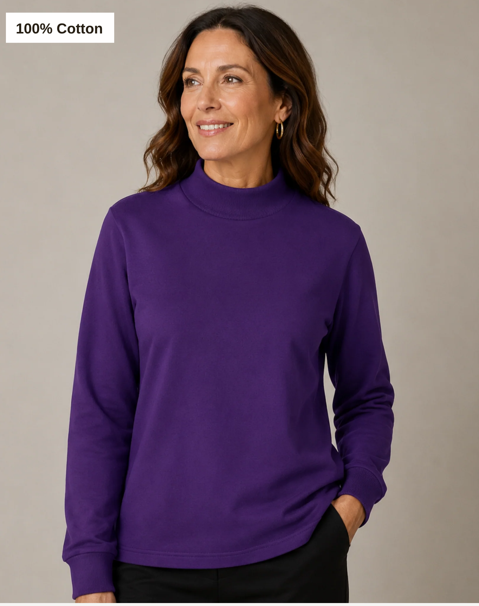 Essential Cotton Long Sleeve - Eggplant Corfu Jeans
