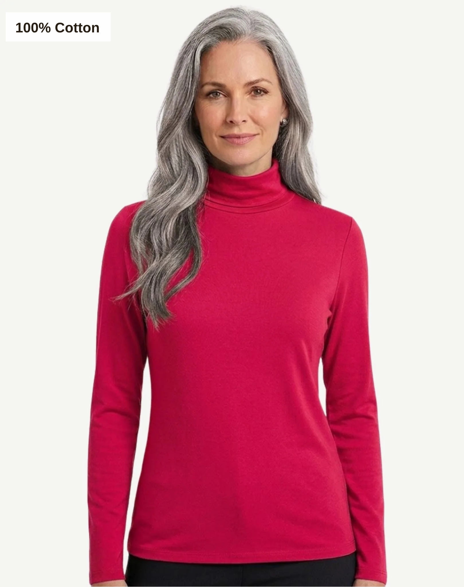 Essential Cotton Long Sleeve Turtleneck - Lipstick Pink Corfu Jeans