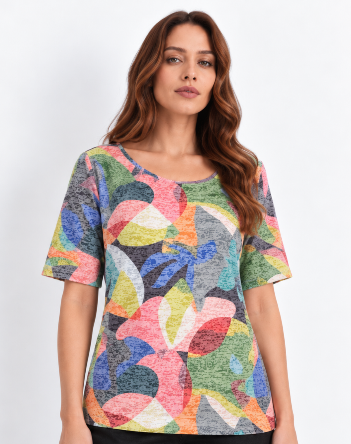 Vivid Cotton Rich Burnout Jersey Top Corfu Jeans