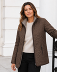 Brown Brown Long Length Quilted Jacket Corfu Jeans