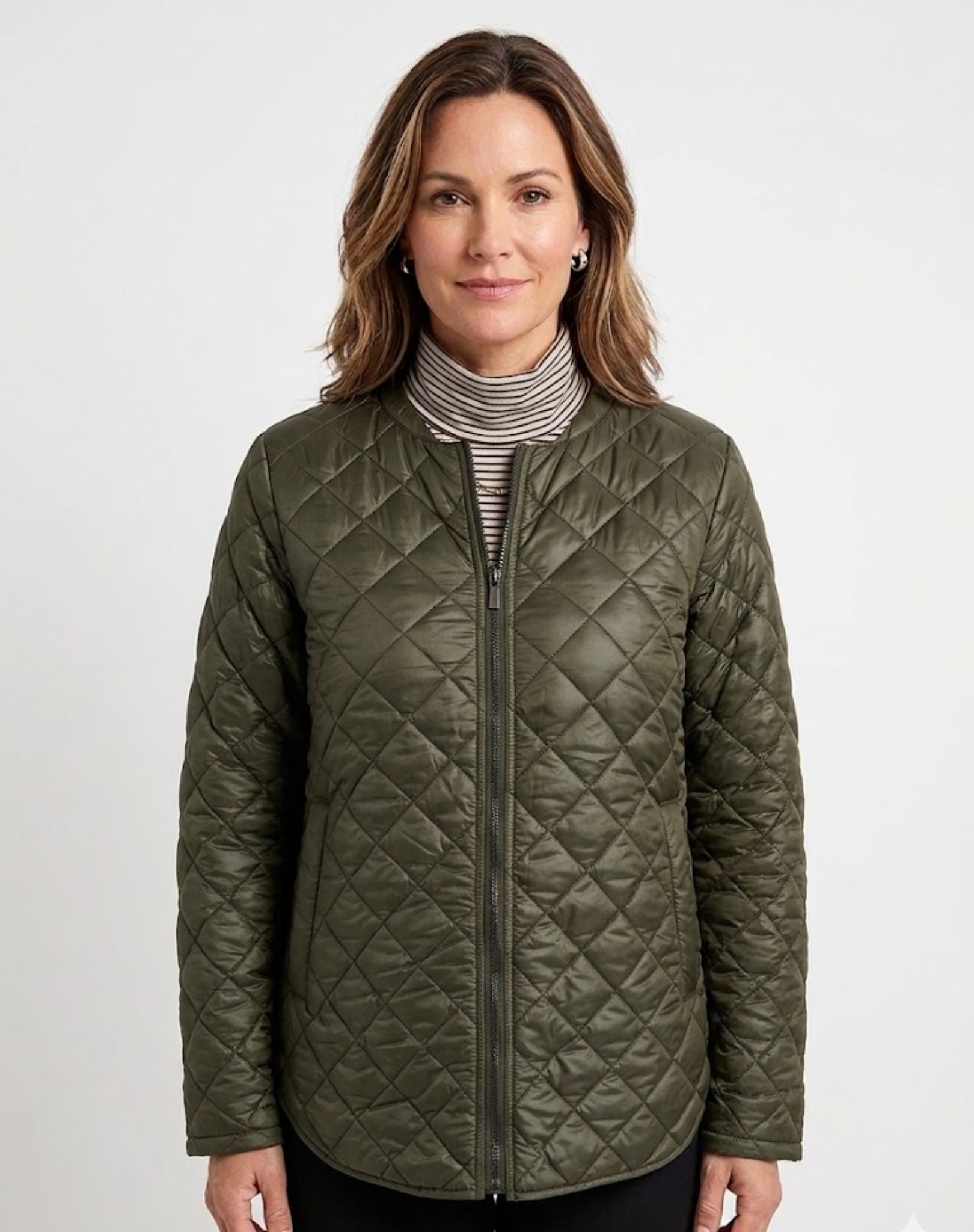 Deep Olive Quilted Long Sleeve Jacket Corfu Jeans