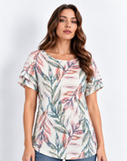 Breeze Leaf Burnout Jersey Print Top