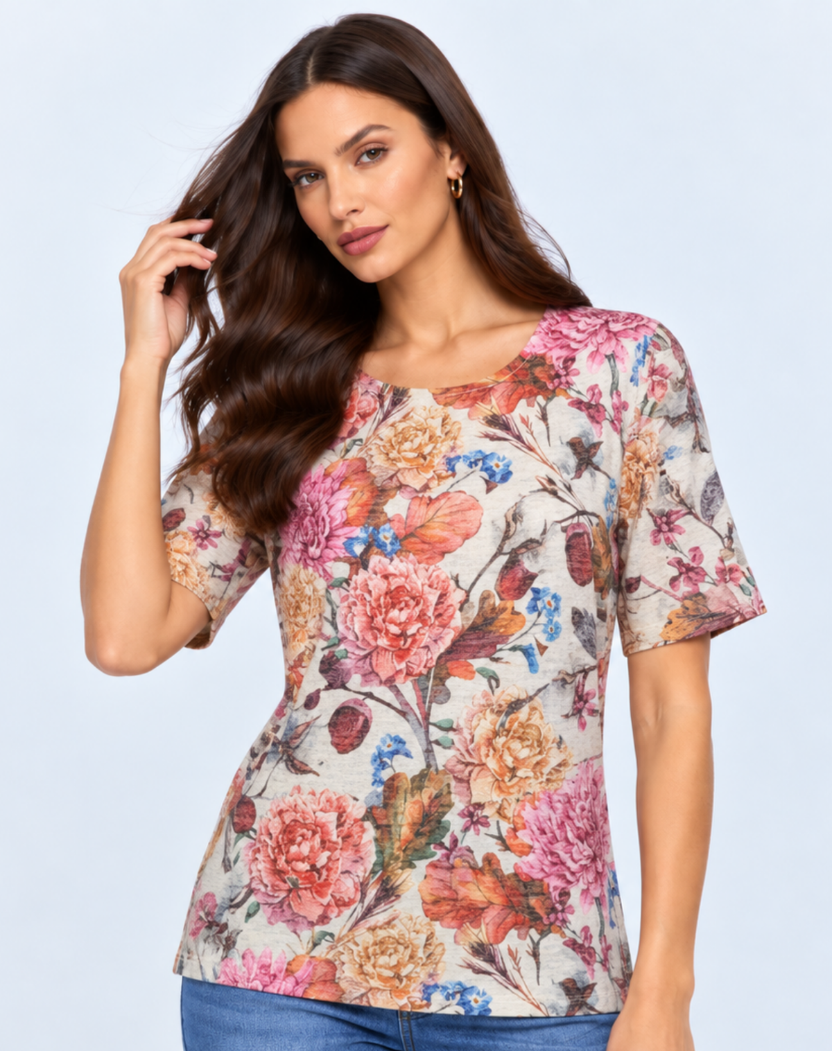 Petal Soft Viscose Burnout Jersey Top Corfu Jeans