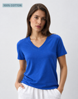 Sapphire Pima Cotton T-Shirt – 100% Cotton V-Neck Tee Corfu Jeans