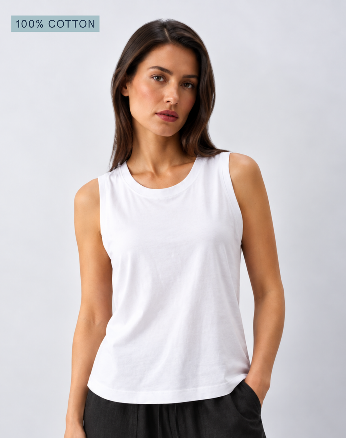 Optic White 100% Cotton Jersey Knit Tank Corfu Jeans