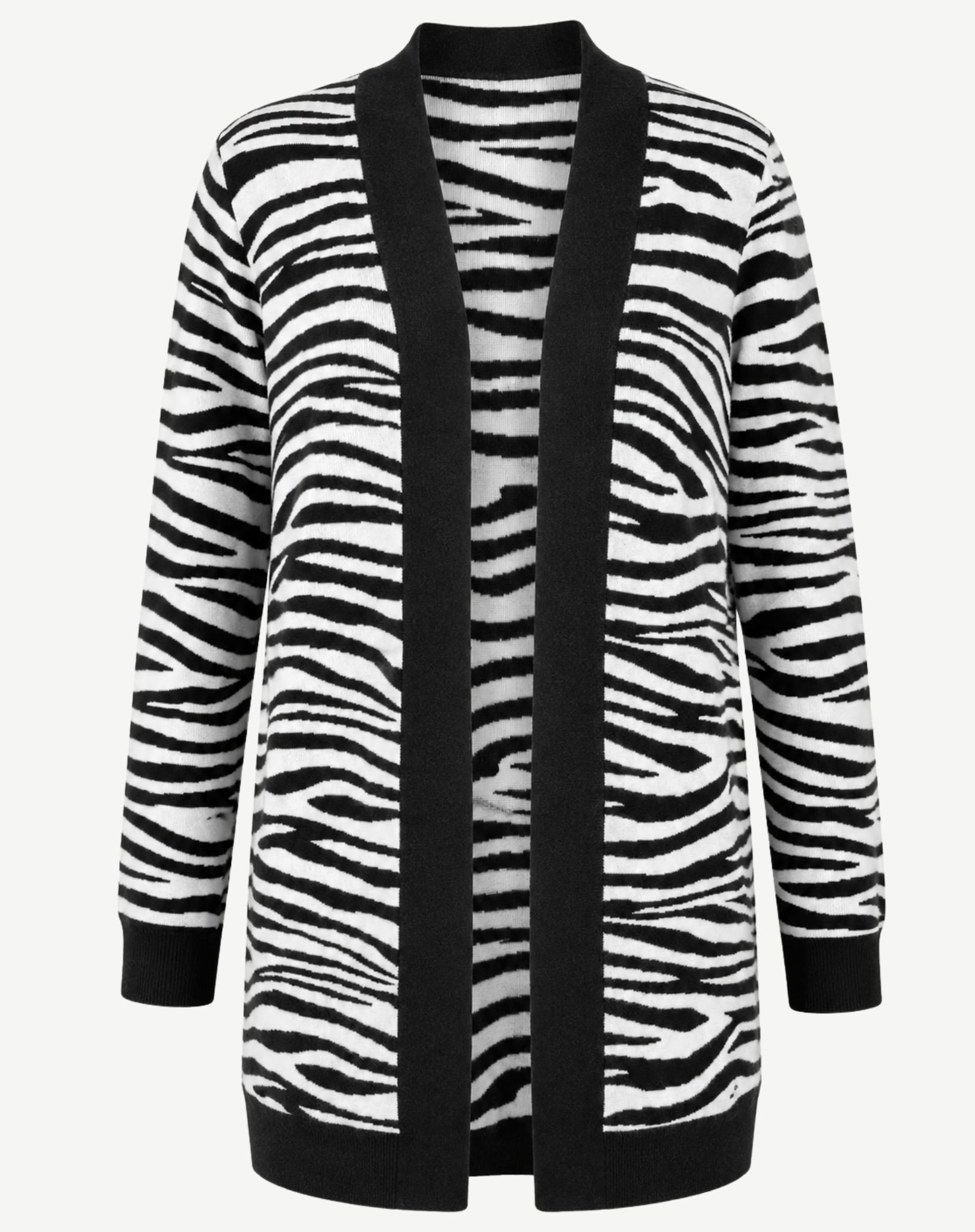 White and Black Zebra Longline Cardigan Corfu Jeans