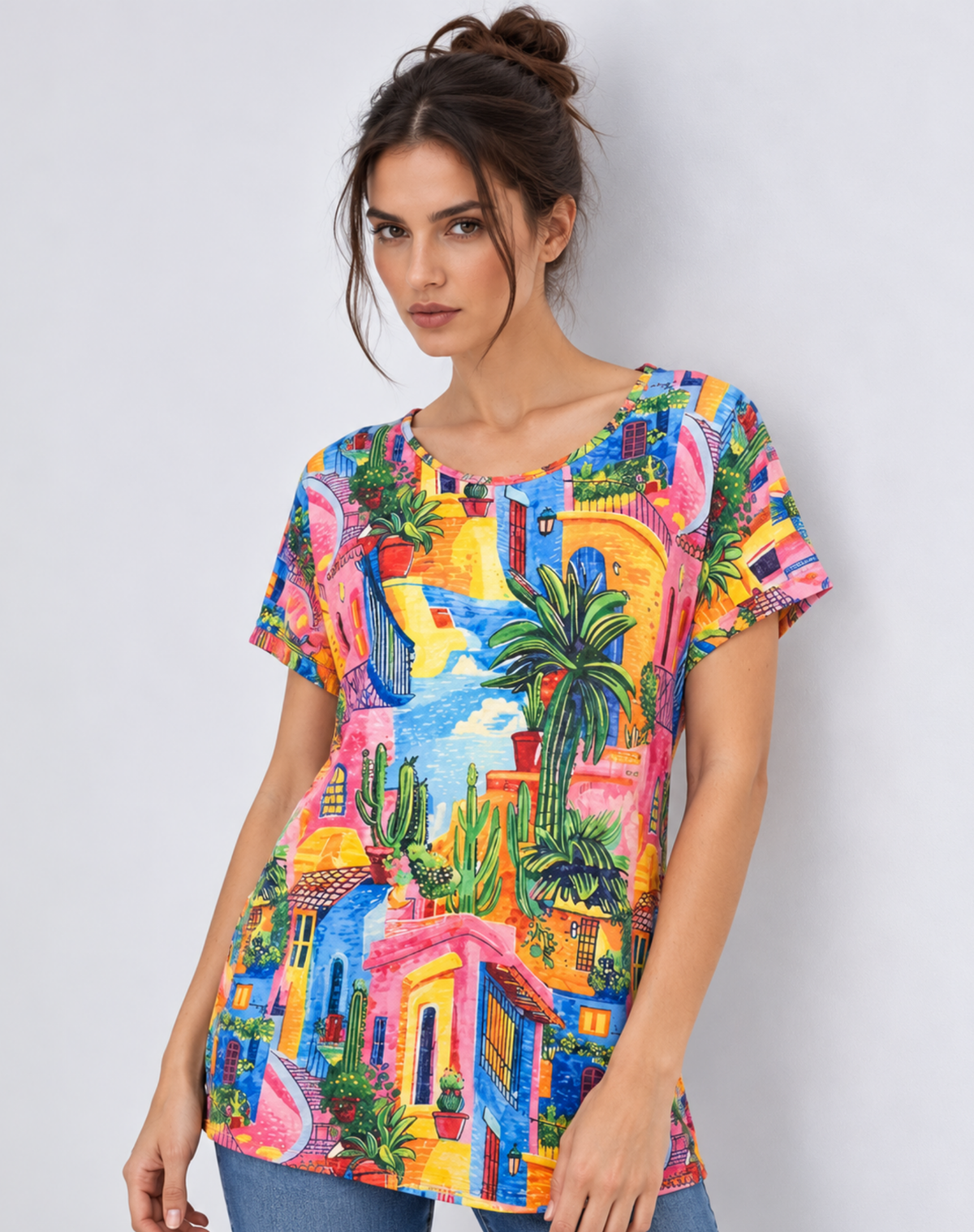Balcony Heights Summer Burnout Floral Top Corfu Jeans