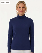 Essential Cotton Long Sleeve Turtleneck - Navy