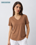 Mocha Pima Cotton T-Shirt – 100% Cotton V-Neck Tee