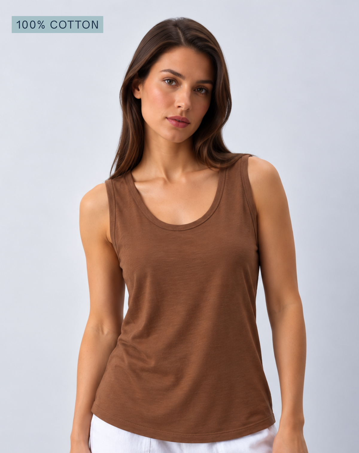 Mocha Pima Cotton Tank Top – 100% Cotton Corfu Jeans