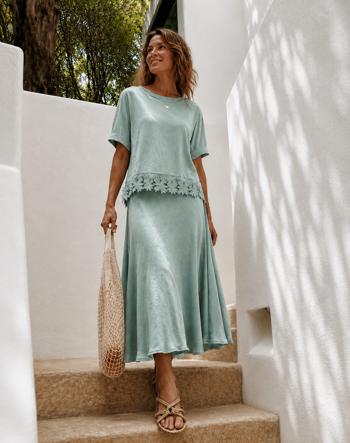 Seafoam Satin Skirt Corfu Jeans
