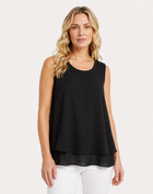 Black Crepe Georgette Sleeveless Layered Top