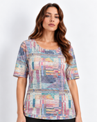 Linear Navy Cotton Rich Burnout Jersey Top