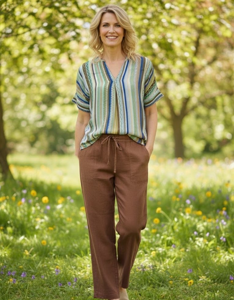 Stripes and Dots Soft Print Top Corfu Jeans