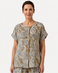 Saffron Sands Printed Short Sleeve Top Corfu Jeans
