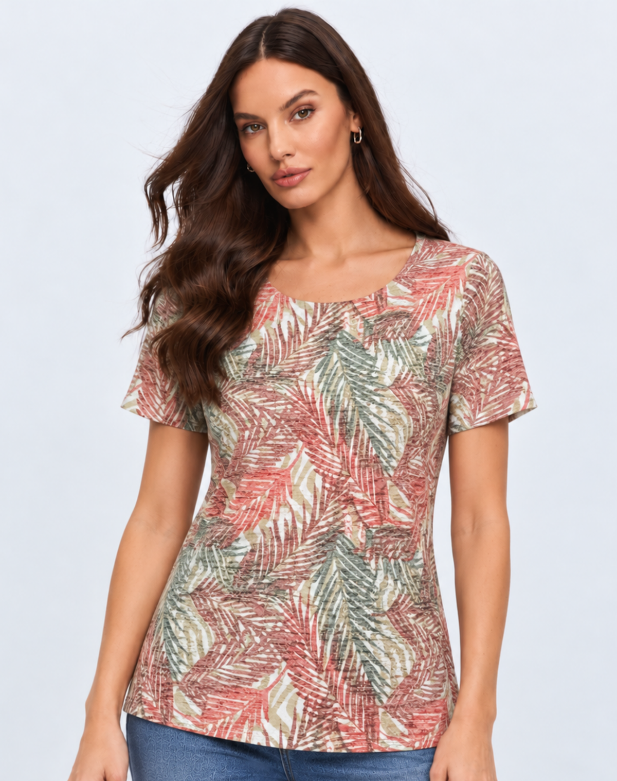 Meadow Magic Cotton Rich Burnout Jersey Top Corfu Jeans
