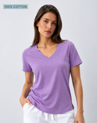 Lilac Bloom Pima Cotton T-Shirt – 100% Cotton V-Neck Tee