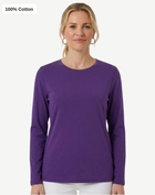 Essential Cotton Long Sleeve Tee - Eggplant