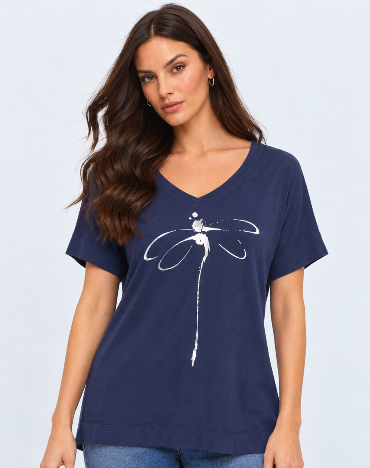 Silver Dragonfly Bamboo Knit Top Corfu Jeans