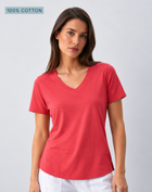 Camellia Rose Pima Cotton T-Shirt – 100% Cotton V-Neck Tee