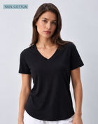 Ebony Pima Cotton T-Shirt – 100% Cotton V-Neck Tee