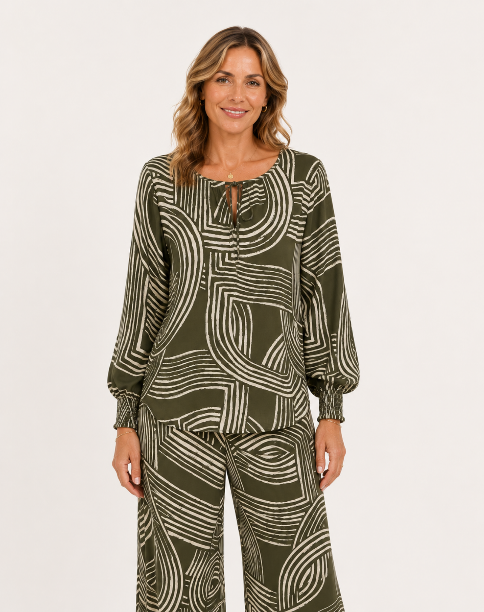 Grove Printed Long Sleeve Blouse Corfu Jeans