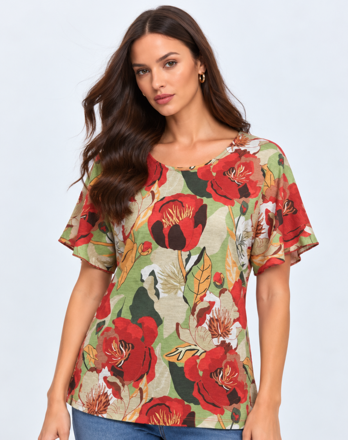 Meadow Burst Slub Linen Top Corfu Jeans