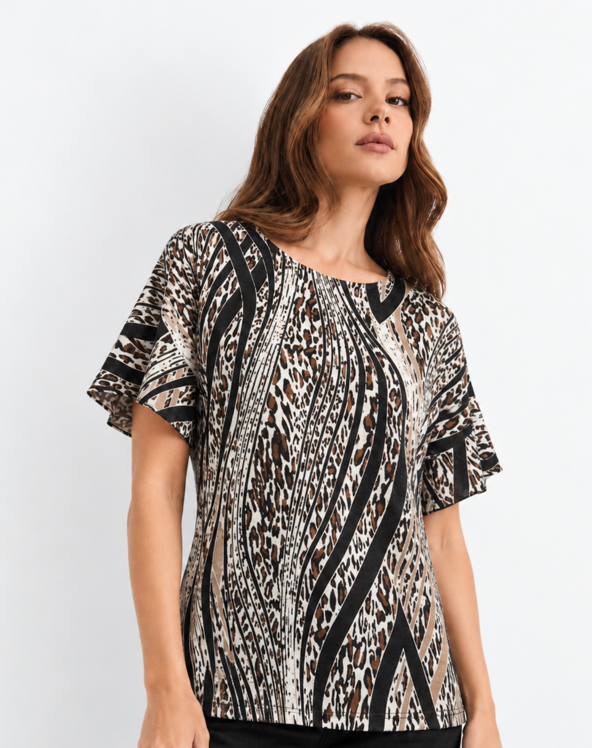 Leopard Lush Slub Linen Top Corfu Jeans