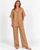 Mocha Mousse Linen Printed Pants