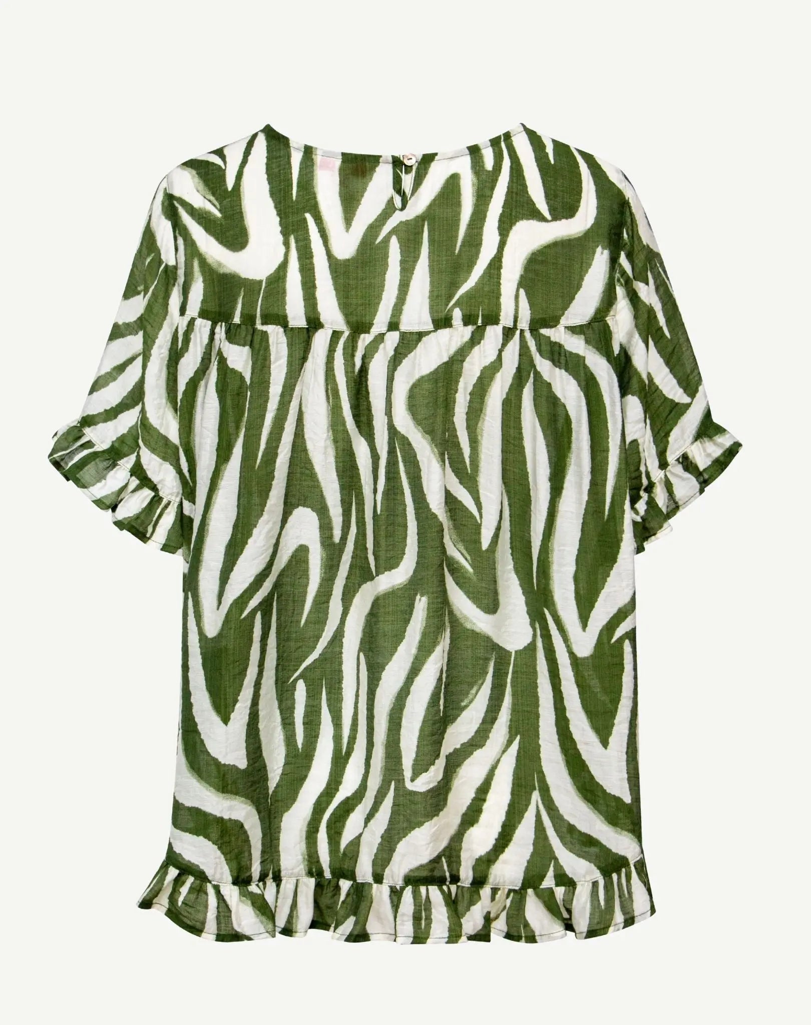 Aloe Soft Print Ruffle Blouse Corfu Jeans