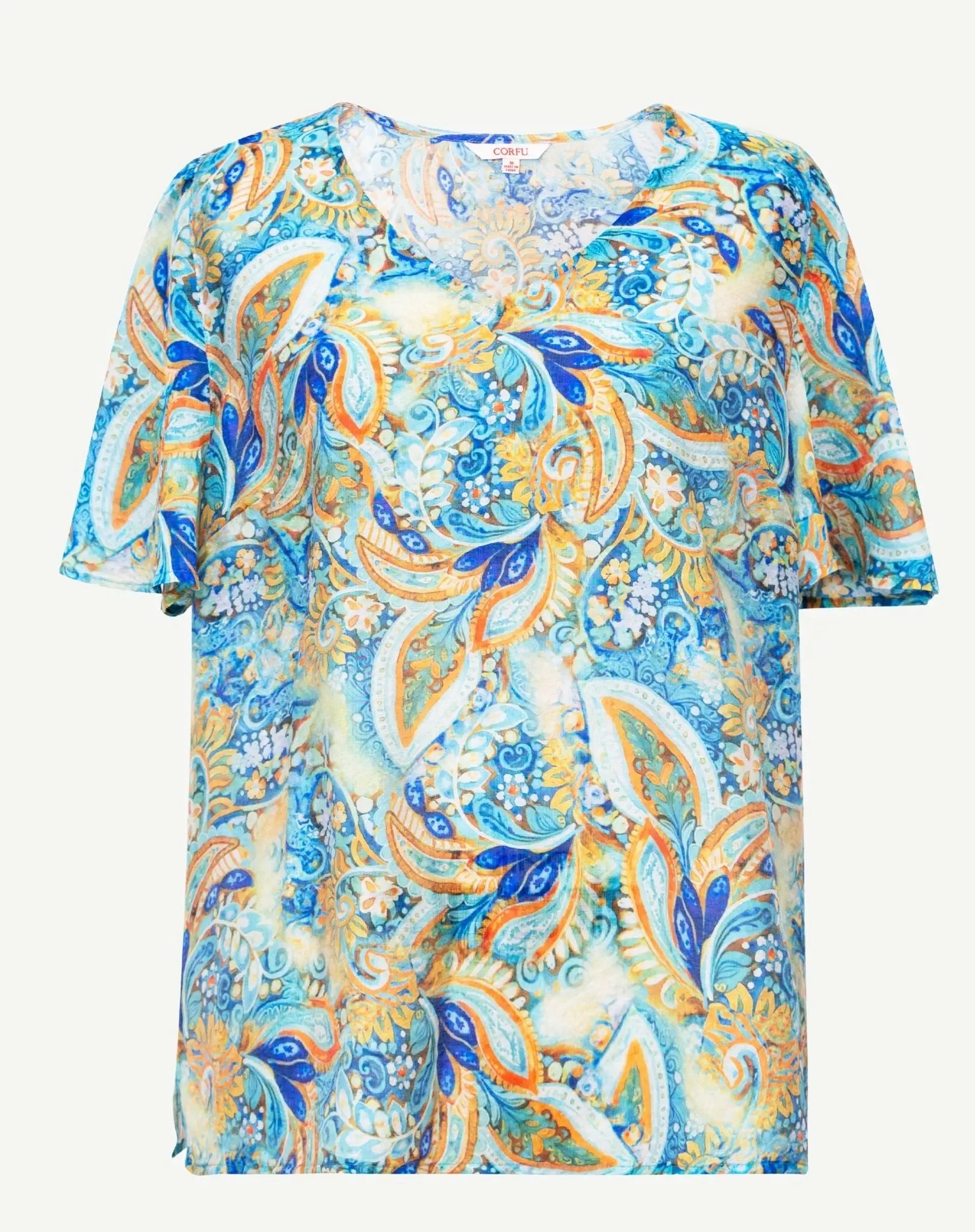 Aqua Tango Soft Print Top Corfu Jeans