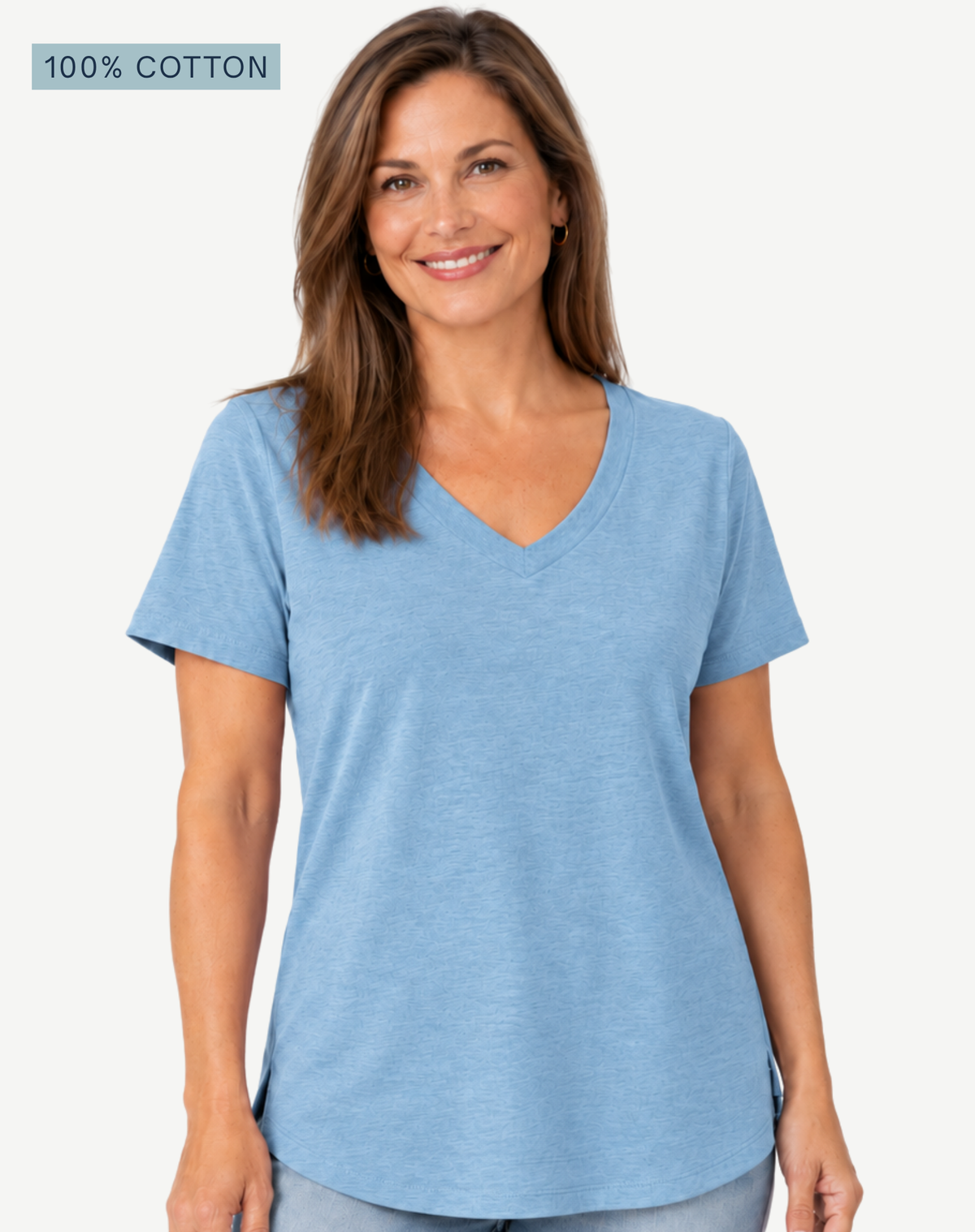 Breezy Blue Pima Cotton T-Shirt – 100% Cotton V-Neck Tee Corfu Jeans