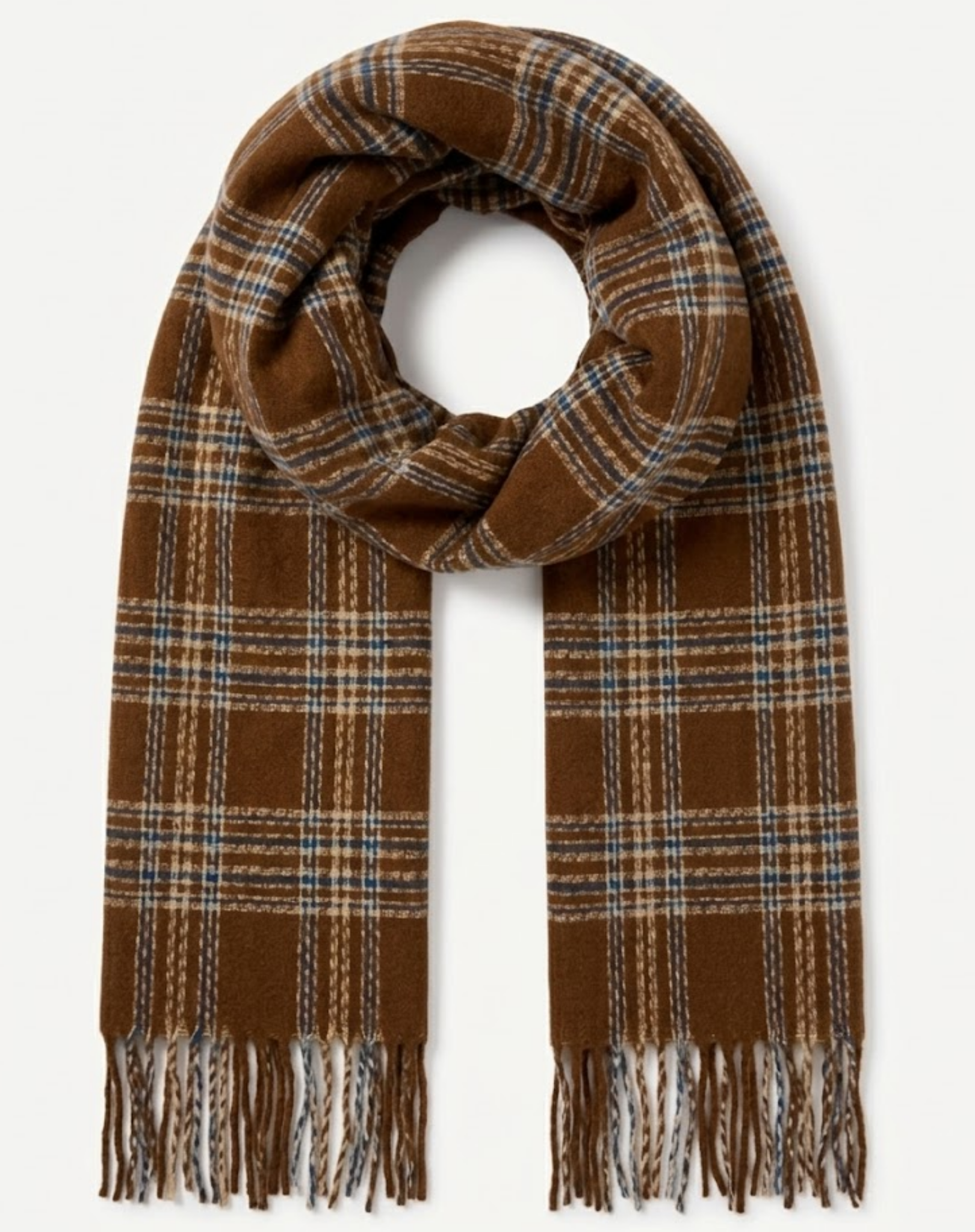 Caramel Airforce Blue Checkered Winter Scarf Corfu Easy Living