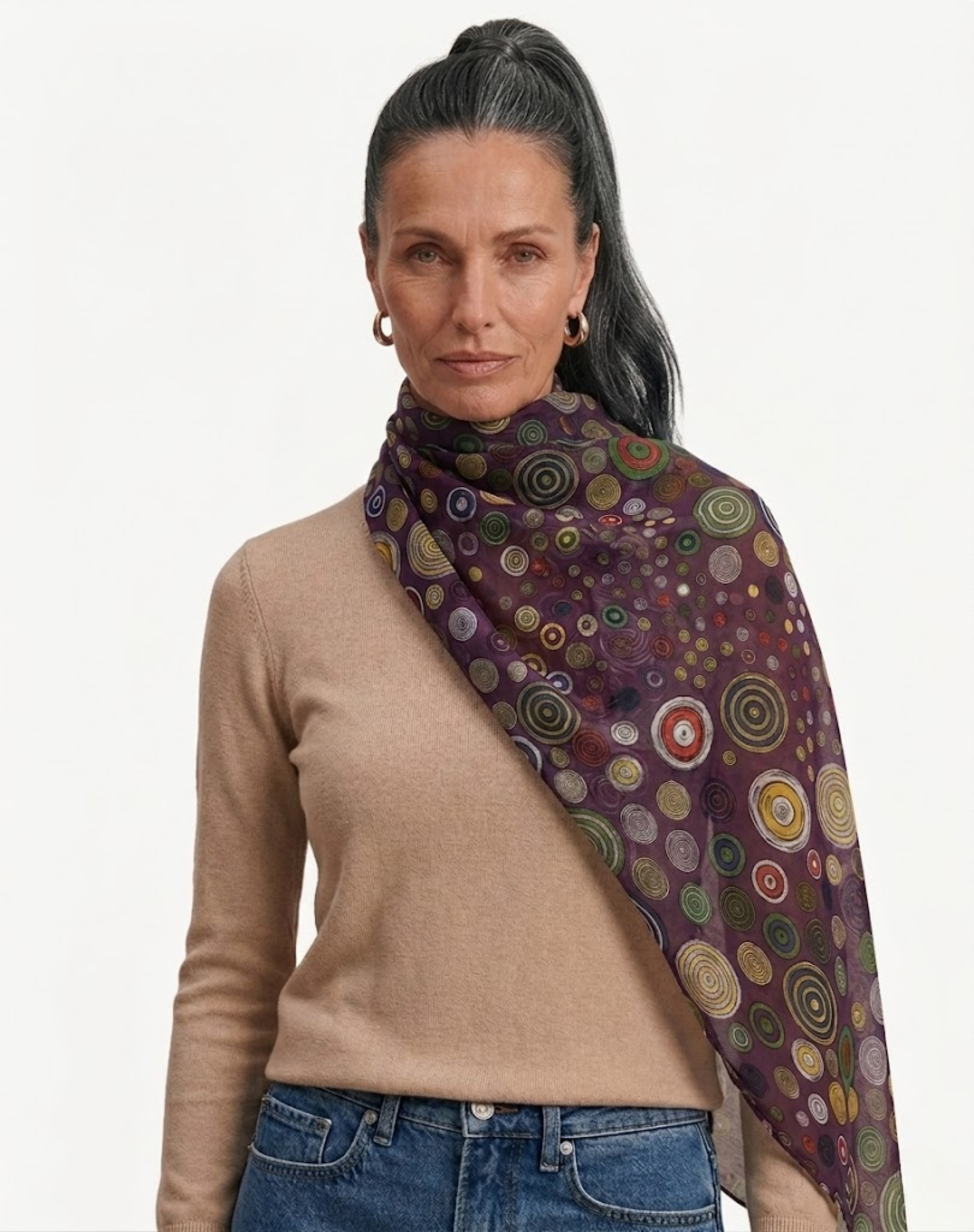 Multi-Colour Circles Printed Scarf Corfu Easy Living